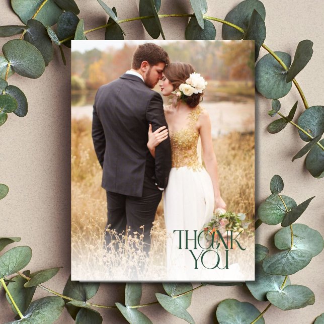 Simple Photo Hunter Green Wedding Thank You Postcard (Simple Photo Hunter Green Wedding Thank You Postcard)