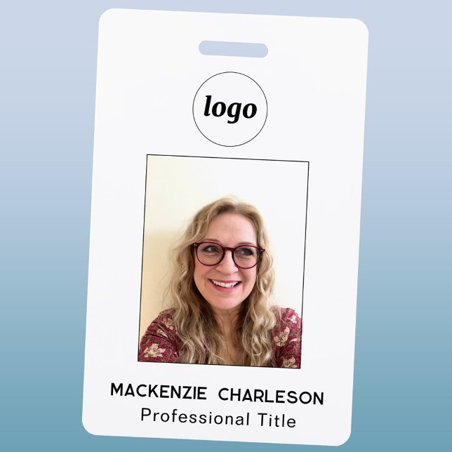 Simple Photo ID Business Nametag  ID Badge (Simple logo with custom text business branding promotional photo id name badge or tag)