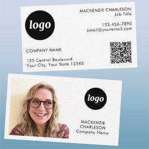 Simple Photo Logo Text QR Code Business Card