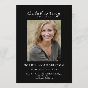 Simple Photo Memorial Order Of Service Black Programme