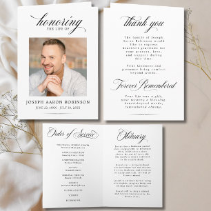 Simple Photo Memorial Order of Service Program  Card