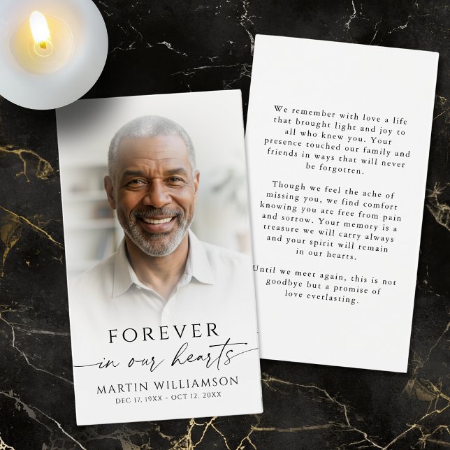 Simple Photo Memorial Sympathy Funeral Prayer Card (Creator Uploaded)
