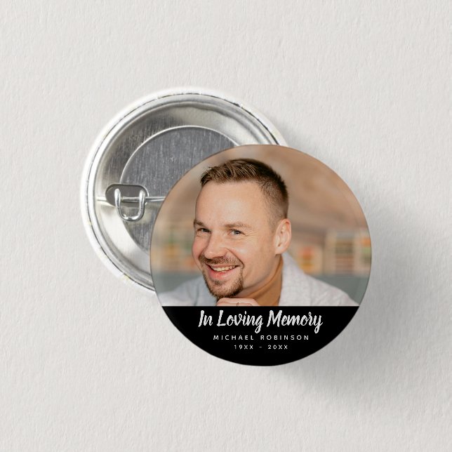 Simple Photo Memorial Tribute Funeral Keepsake 3 Cm Round Badge (Front & Back)