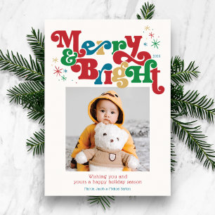 Simple Photo Merry & Bright Holiday Card