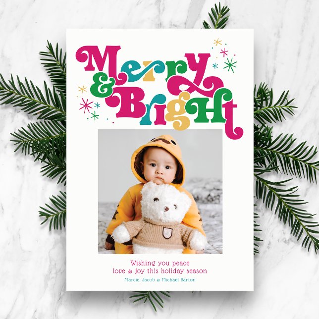 Simple Photo Merry & Bright  Holiday Card (Creator Uploaded)