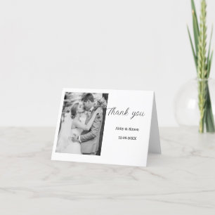 Simple photo minimal modern elegant wedding thank you card