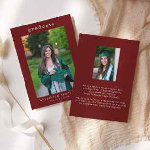 Simple Photo Minimalist   Graduation Announcement