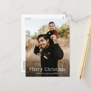 Simple Photo Modern Christmas Holiday Postcard