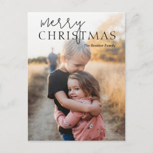 Simple Photo Modern Christmas Holiday Postcard