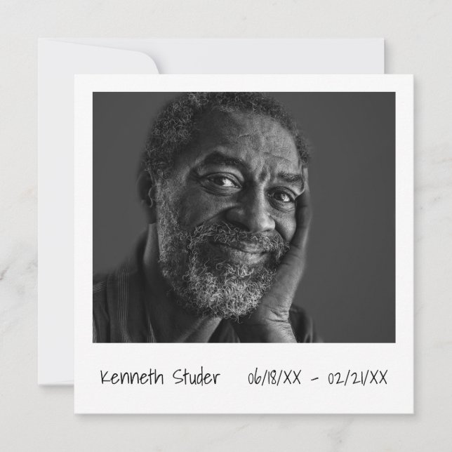 Simple Photo Modern Death Anniversary Invitation (Front)