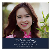 Simple Photo Modern Funeral Memorial Welcome Blue