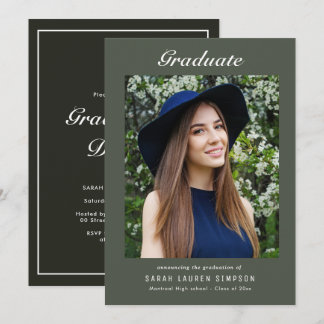 Simple photo modern graduation dinner invitation