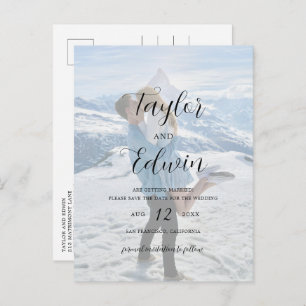Simple Photo Modern Wedding Save The Date Announcement Postcard