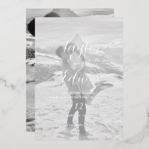 Simple Photo Modern Wedding Save The Date Silver