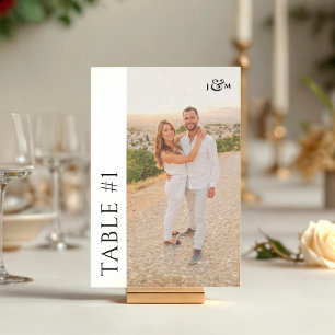 Simple Photo Monogram Wedding Table Number