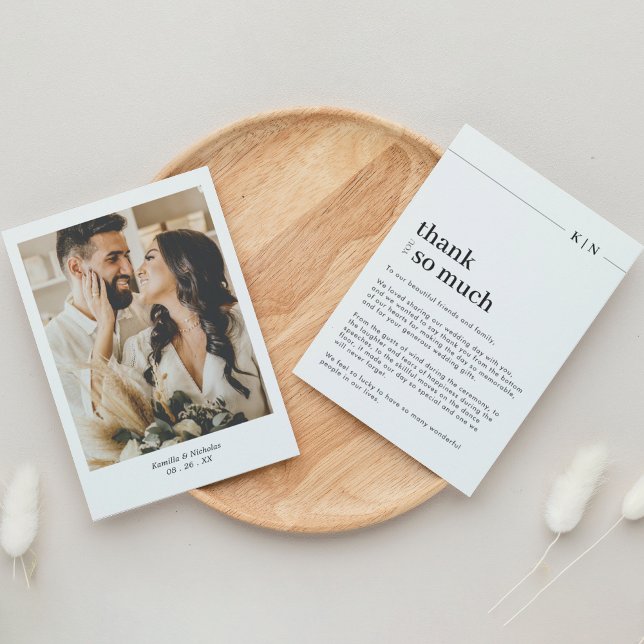Simple Photo Monogram Wedding  Thank You Card (Creator Uploaded)