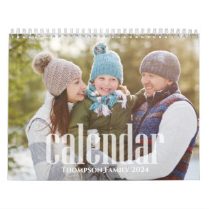 Simple Photo Months Minimalist Typography Style Calendar