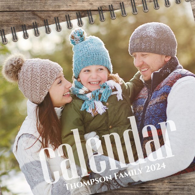 Simple Photo Months Minimalist Typography Style Calendar (Simple photo calendar with block-style lettering transparent overlay. )