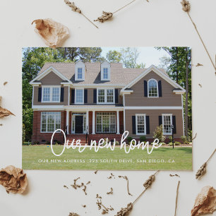 Simple photo moving announcement postcard