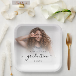 Simple Photo Name Script Graduation 2022 Party Paper Plate