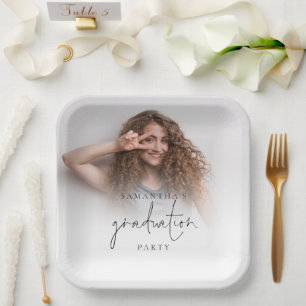Simple Photo Name Script Graduation Paper Plate