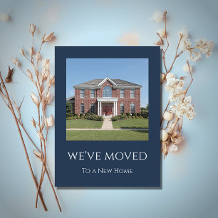 Simple Photo New Home Navy Blue Announcement Postcard