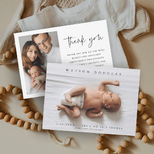 Simple Photo Newborn Baby Photo Birth Thank You Card