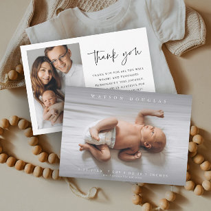Simple Photo Newborn Baby Photo Birth Thank You Card