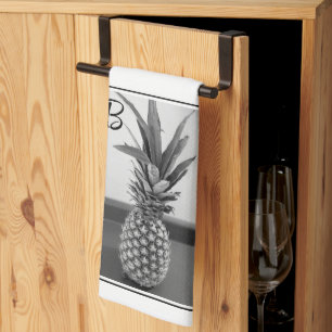 Simple Photo of a Pineapple with Single Initial Tea Towel