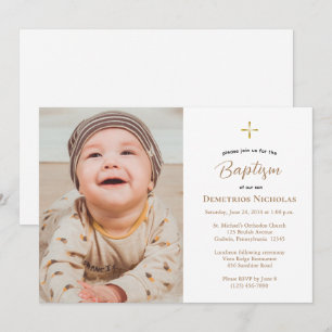 Simple Photo Orthodox Christian Baptism Invitation
