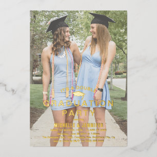 Simple Photo Overlay Double Graduation Gold
