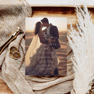 Simple Photo Overlay Monogram Wedding Invitation