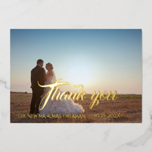 Simple photo overlay wedding thank you card