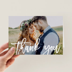 Simple Photo Overlay Wedding Thank You Note Card