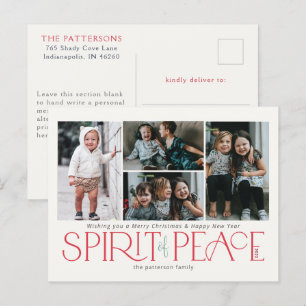 Simple Photo Peace Red Green Holiday Postcard