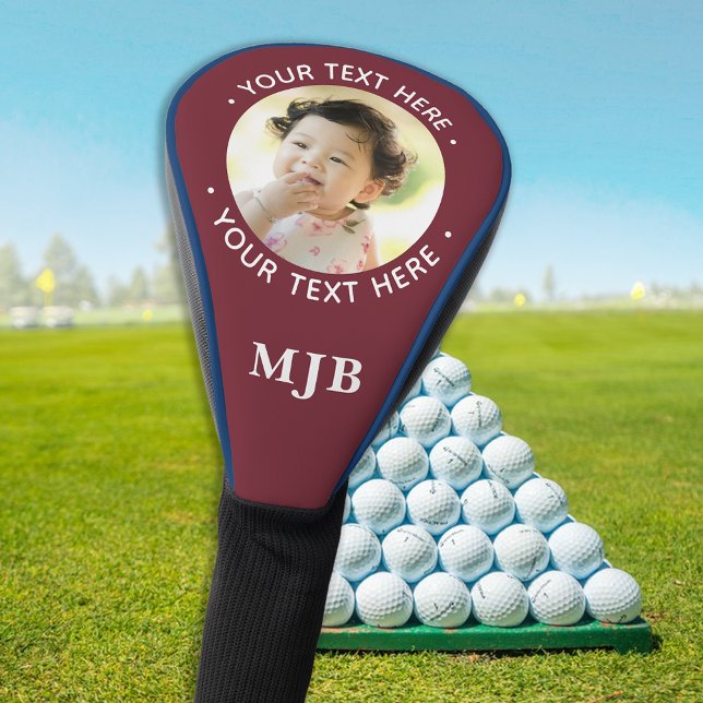 Simple Photo Personalised 3 Initial Monogram Golf Head Cover (Creator Uploaded)