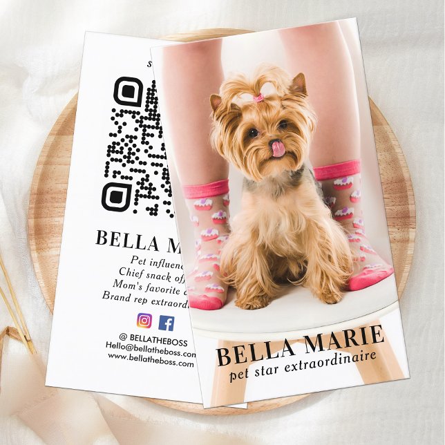 Simple Photo Personalised QR Code Social Media Business Card (Creator Uploaded)