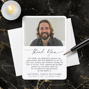 Simple Photo Personalized Message Funeral Thank You Card