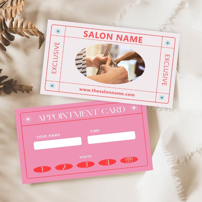 Simple Photo Pink Hair Stylist Appointment Card (Creator Uploaded)