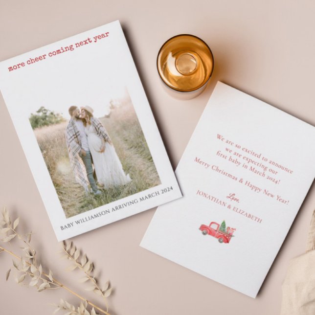 Simple Photo Pregnancy Announcement Holiday Card (Creator Uploaded)