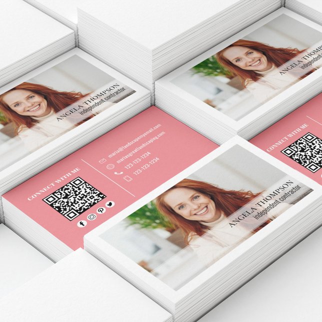 Simple Photo Professional QR Code Business Card (Simple business card with photo and QR Code. )