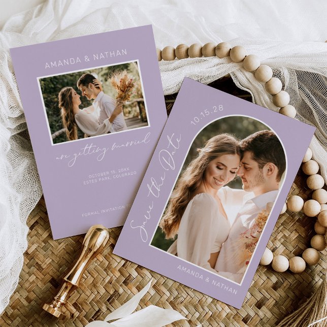Simple Photo Purple Lavender Elegant Wedding Save The Date (Creator Uploaded)