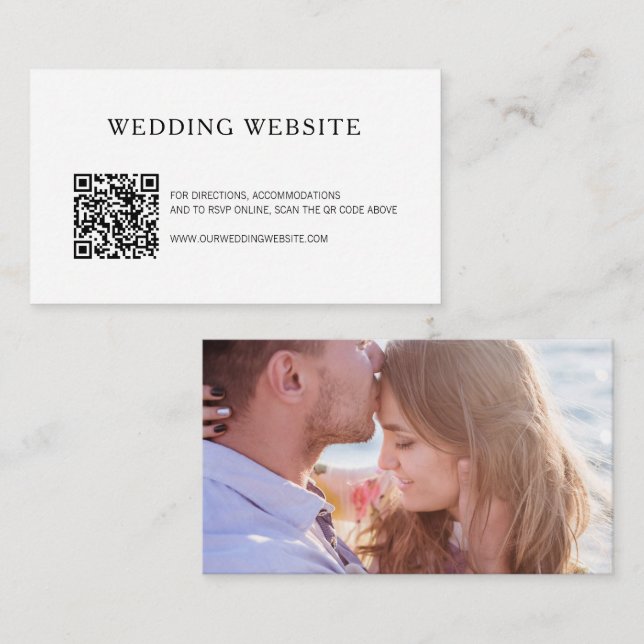 Simple Photo QR Code Website Modern Wedding Enclosure Card (Front/Back)
