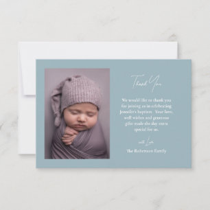 Simple Photo Roman Catholic Baptism Thank You Card