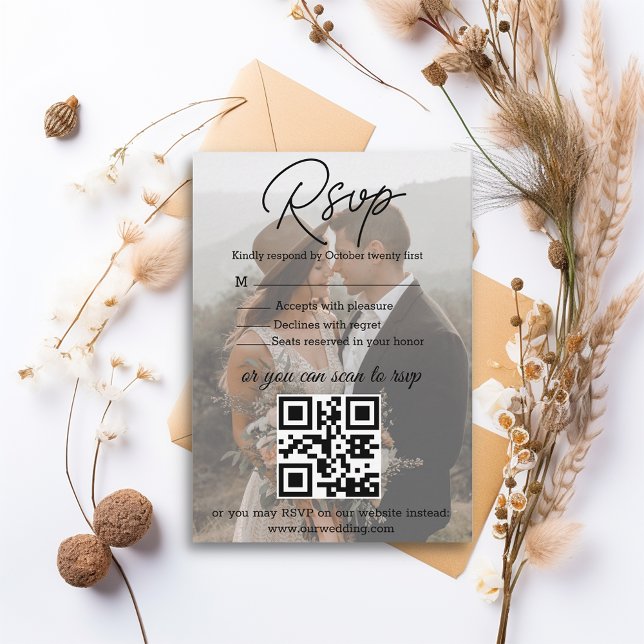 simple photo rsvp wedding qr code enclosure card (Creator Uploaded)