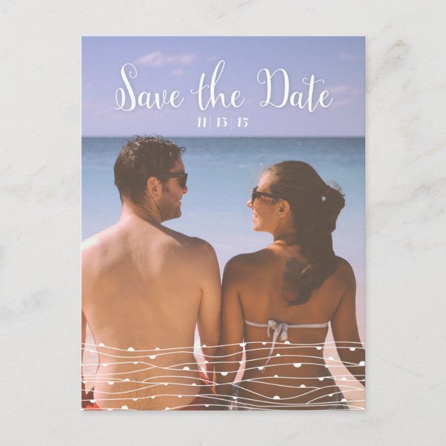 Simple Photo 'Save the Date' Vertical Postcard (Front)