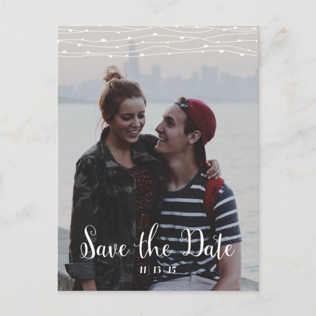 Simple Photo 'Save the Date' Vertical Postcard (Front)