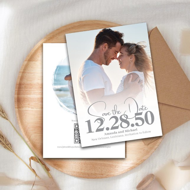 Simple Photo Save the Date Wedding  (Save the date photo card with modern typography. )