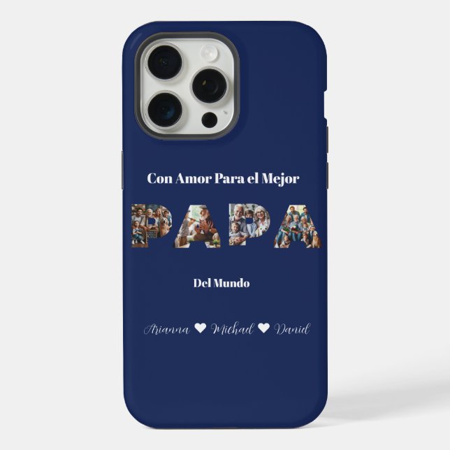 Simple Photo Script Best Dad Ever Spanish iPhone Case (Back)