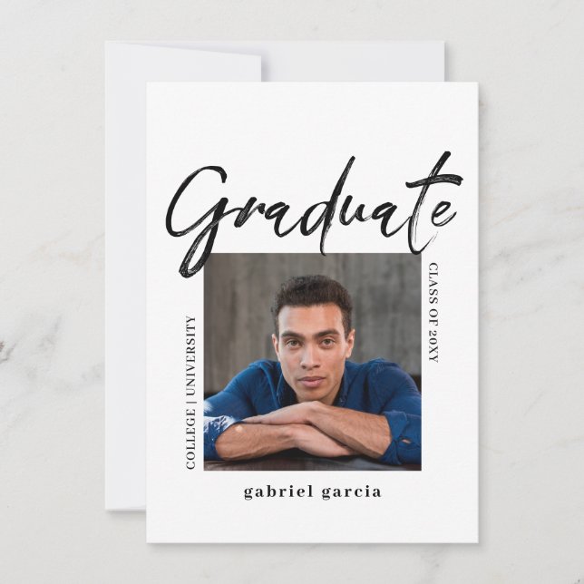 Simple Photo Script Graduate Party Invitation (Front)